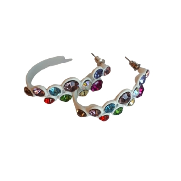 Colorful crystal earrings - Picture 2 of 3